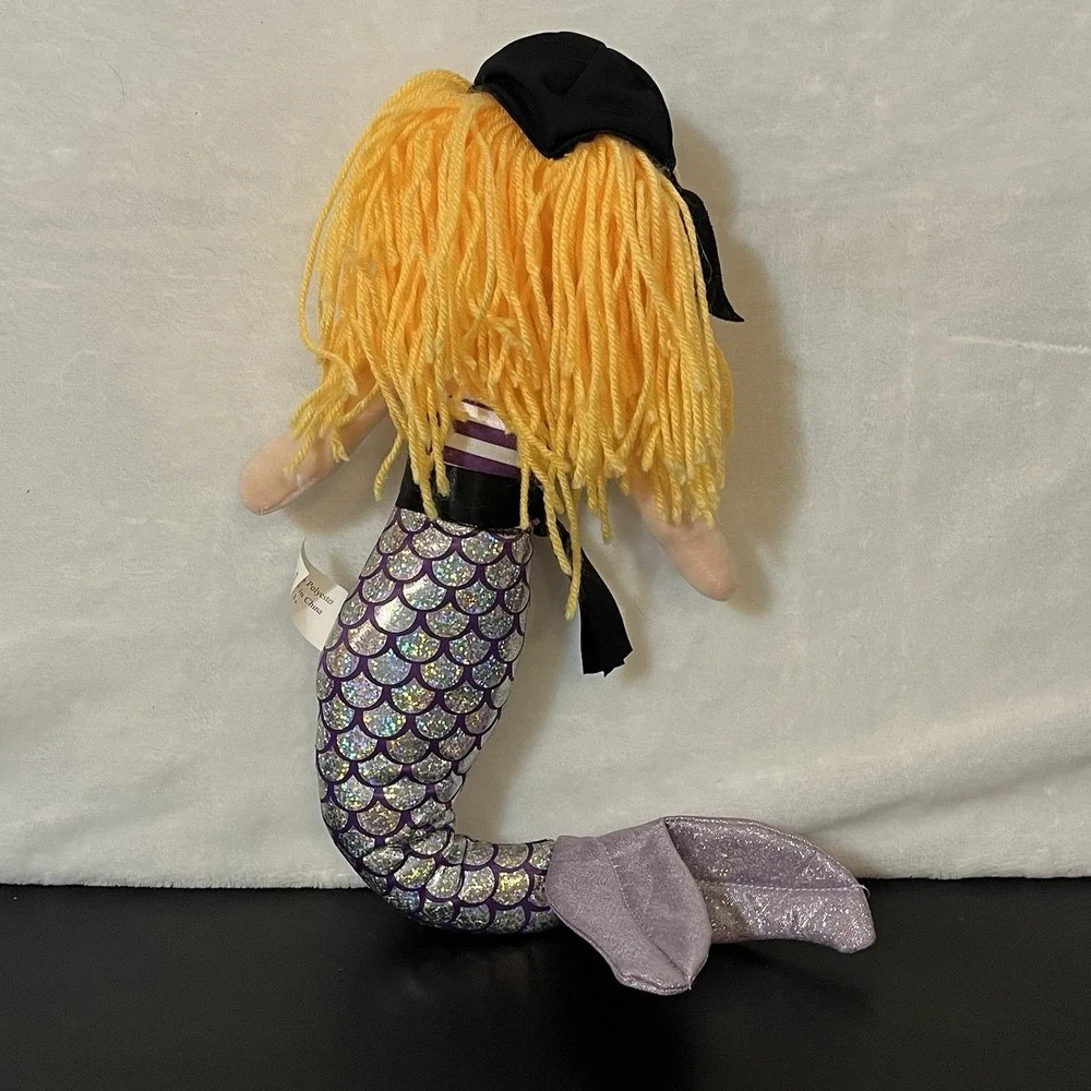 Mermaid Pirate Plush Doll Purple Silver Blonde Yarn Hair Fun Stuff Brown Eyes